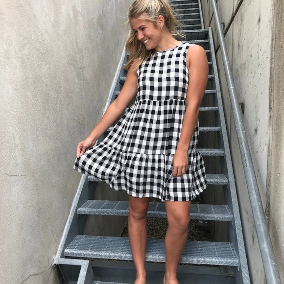 B&W Plaid Dress - Picture 1 of 2